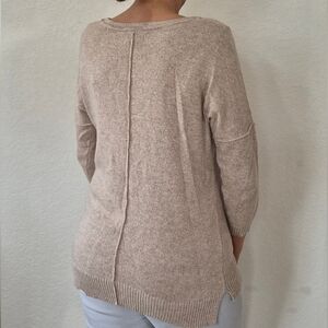 Bleu Ice, Cotton Knit Sweater, With Pinch Pleate Along Backside